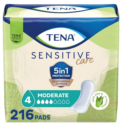 TENA Intimates Moderate Absorbency Incontinence/Bladder Control Pad for Women, Long Length, 216 Count (3 Packs of 72)