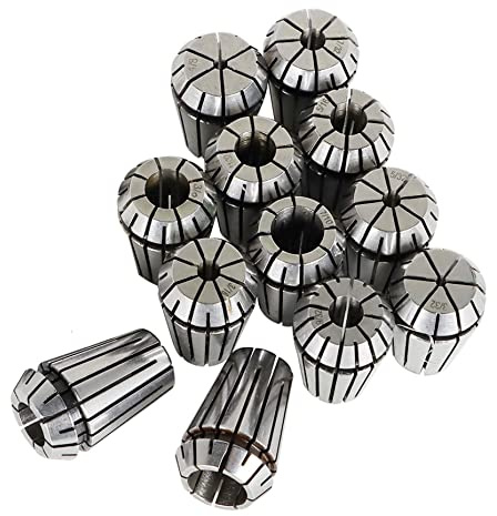 kimllier 12 Stück Karbonstahl ER16 Federspannzangen-Set 1/32 - 3/8 Zoll für CNC-Fräsdrehmaschine und Graviermaschine