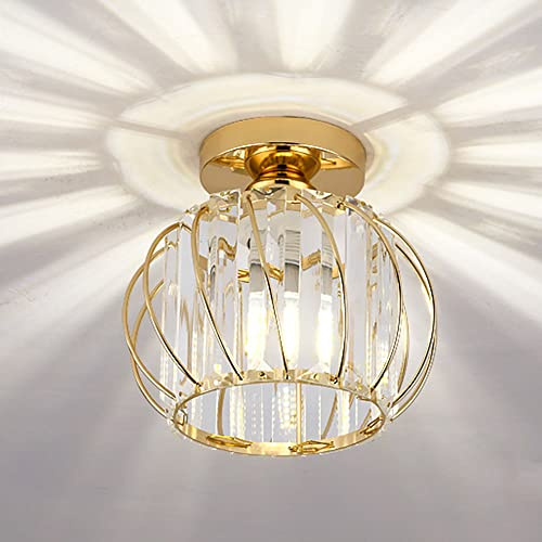 Mengjay Modern Style Crystal Ceiling Light Shade Ceiling Lampshade Metal Mini Glass Lamp Shade Semi Flush Crystal Ceiling Light Modern Lighting for Living Room, Bedroom and Bathroom