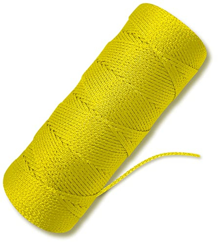 Cuerda amarilla Mason Line – Cuerda de nailon trenzado #18 – 500 pies de longitud – Cordel de nailon para herramientas de jardinería o mampostería – Cuerda de construcción perfecta para un nivel de