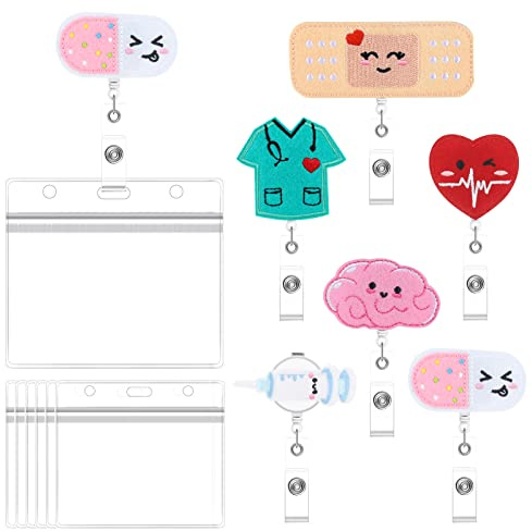 tao pipe 6 Stück Ausweishüllen Retractable Krankenschwester Ausweishalter | Karikatur Ausweishalter,mit Kartenhaltern,Einziehbare Badge Reels ID Card,für Krankenschwester Doktor Lehrer Student