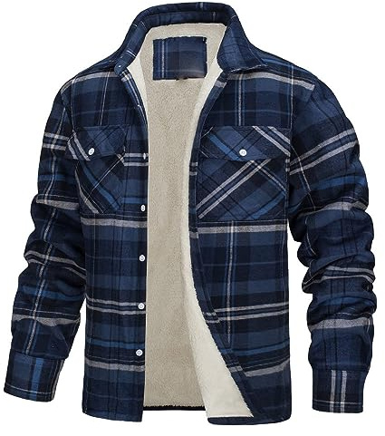 Veste en flanelle à carreaux doublée en polaire sherpa, chemise boutonnée à manches longues en flanelle shacket chemise à carreaux en coton bûcheron chaud hiver manteau de travail épais