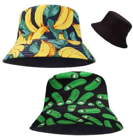 SKHAOVS 2 Stück Fischerhüte, Bucket Hat, Druck Sonnenhut, Sommerhut Fischerhüte für Damen Herren Sonnenhüte für Damen Druck Strandhut Fishermütze Unisex für Outdoor Camping