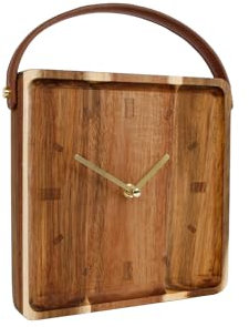 FTWDesign Holz Uhr mit Kunstleder-Gurt und 22cm Höhe