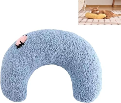 EXQST U-förmiges Haustier Beruhigungskissen für Hunde Katze Hund Angst Kissen Haustier Memory Foam Pillow Support Pillow Soft Fluffy Cute U Shaped Calming Pet Neck Pillow