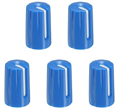 QUARKZMAN 5Stk Knöpfe Potiknöpfe Potentiometer 6mm D Typ Welle 180° Blau | Drehknopf ABS Gitarre Knopf, Für E-Gitarren Verstärker Stereoanlagen Bass