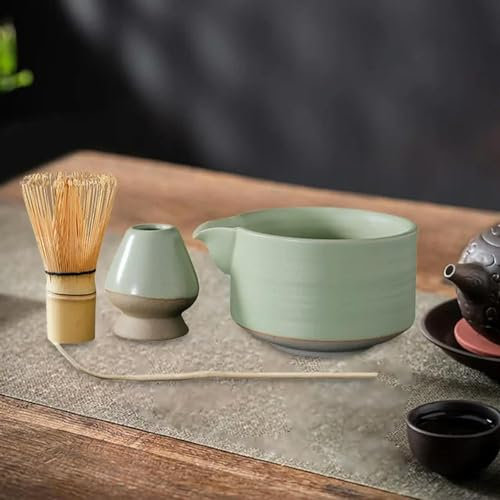 KEMTAT 4 Stück Bambus-Matcha-Schneebesen und Halter für Anfänger