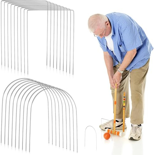 Krocket-Wickets Ersatz für Krocket-Metall-Krocketreifen, 18 Stück | Krocket-Wicket, verzinkt, rostfrei, quadratisch, Ersatz für Rasen, Hinterhof, Outdoor, Krocket-Spiel, 22,9 x 20,8 cm