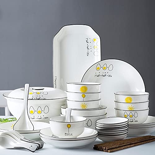 Juego de vajilla de cerámica de 36 Uds., vajilla, platos, combinación de cerámica, juego de servicio de cena, servicio de porcelana para 6