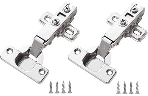 2 PCs Self Close Kitchen Cupboard Hinges 110 Degree 35mm Foldable Full Overlay Mute Door Hinges with Screws for Kitchen Cupboard Wardrobe Doors Bathroom Cabinet Hinges