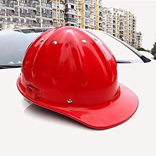 Industrieschutzhelm, belüfteter Arbeitshelm für die Baustelle, Bauhelm mit 4-Punkt-Gurtband, Bauhelm, normal, rot