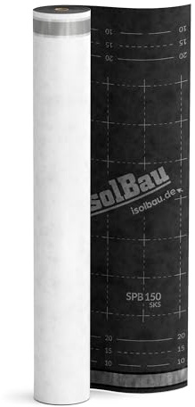 Isolbau Unterspannbahn Dach SPB 150 SKS, 75 m² Rolle (1,5 x 50 m) - Dampfdurchlässige Unterdeckbahn mit 2 Klebestreifen - Selbstklebende Dachfolie 150 g/m² - witterungbeständig und wasserdicht