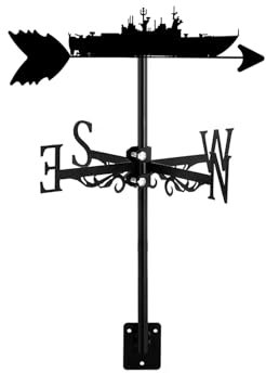 ZNEL Schiff, Kriegsschiff Form Metall Edelstahl Wetterfahne Vintage Piratenschiff Wetterhahn Ornament Dekoration Kreative Richtungsanzeiger Für Garten Dach, Warship