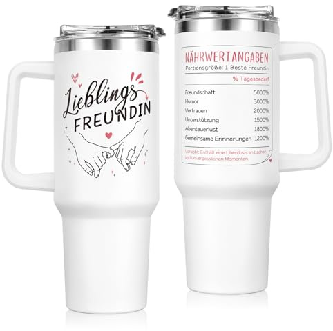 Geschenkgeburtstag für Beste Freundin, 40 OZ Thermobecher Geschenk | Lielingsfreundin Thermobecher mit Deckel und Strohhalm, Geschenk Geburtstag für Freundin