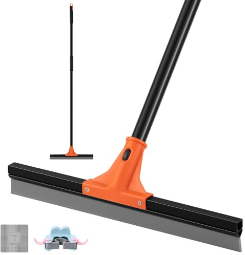 Abzieher Boden, 43cm Breite Silikon Wasserschieber Bodenabzieher mit Langem Stiel 154cm Wasserabzieher Boden Fensterabzieher für Bad Garage Fenster Fliesen Glas Marmor