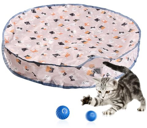 Jinlaili Elektrisch Katzenspielzeug, Elektrisch Katzenball, Interaktives Spielzeug für Katzen, 360° Selbstdrehender Katzenball, Schnelles Rollen, Intelligentes Katzenspielzeug für Katzen Versteckspiel