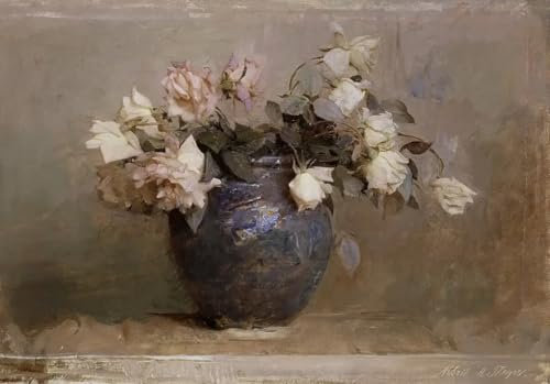 Bilder Blumenstrauß Leinwand Mit Kiefer Holzrahmen Moderne Wandbilder Wohnzimmer,Kunstdruck Wandbilder Deko Gemälde Für Wohnzimmer Schlafzimmer,Bilder Wohnzimmer,Leinwandbild 20X30Cm