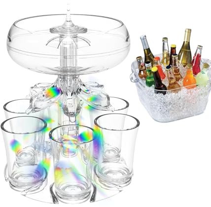 Distributeur de boissons avec 6 verres à liqueur – Distributeur de verres à liqueur transparents | Distributeur de verres à cocktail en acrylique | Distributeur sans pour boissons alcoolisées