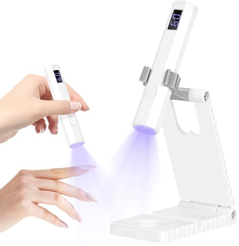 Mini lampe UV pour ongles en gel, lampe UV pour ongles avec support, rechargeable, petite lampe à ongles UV, portable, 2 modes de minuterie pour vernis à ongles en gel, séchoir à ongles blanc