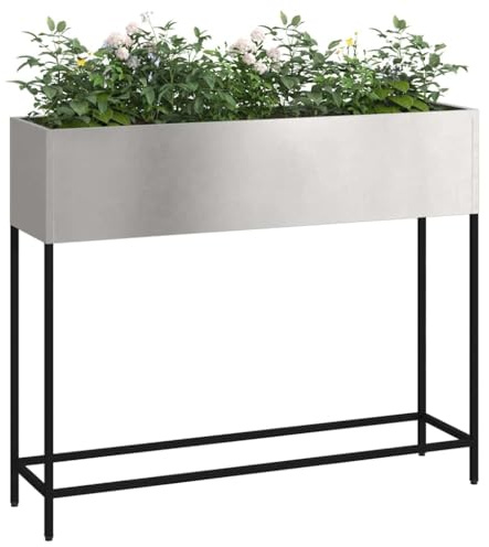 vidaXL Hochbeet Gartenpflanzer Silber 100 x 26 x 82 cm Edelstahl | Aus robustem Edelstahl gefertigt, Schicke gebürstete Oberfläche, perfekt für moderne Styles, Ideal für Balkone und Wohnräume
