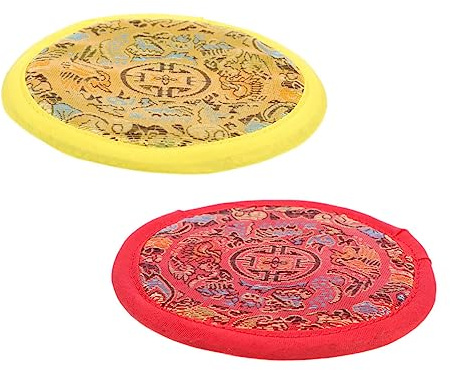 2 Stück Buddhistische Klangschalenkissen aus Baumwollstoff | Buddha Sound Bowl, Leicht und Tragbar, Schlichtes Zubehör für Sicheren Stand