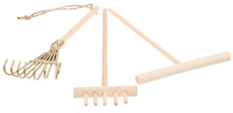 FONDOTIN 3 Pièces Râteau De Jardin Zen Mini-râteaux Faits Main Petits Ornements De Râteau Décoratif pour Table De Sable Artisanat Créatif Jardin Zen pour Bureau