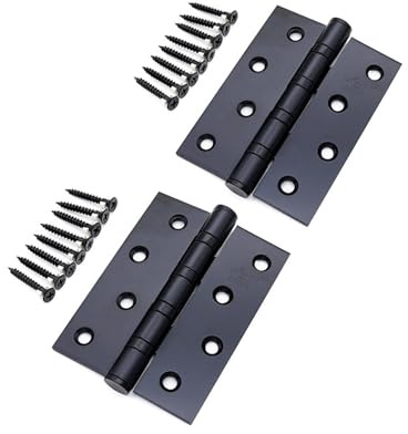 DOETYD 1 Pairs Door Hinges 4 inch 100mm Stainless Steel Heavy Duty Hinges for Wood Ball Bearing Black