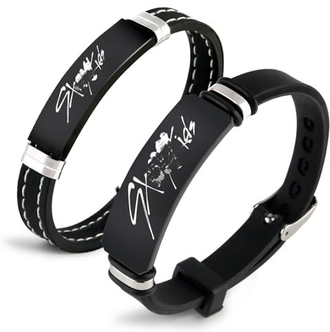 yumcute Kpop Silikon Armband, 2 Pack Verstellbares Armband für SK Fans, Geburtstag Geschenk