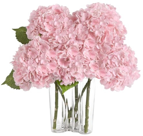 3 Stück Künstliche Hydrangea Rosa für Hochzeitsfeier Party Heimdekor | Rosa Echte Berührung Hydrangea Blumenstrauß gefälschte Hydrangeen für Hochzeitsfeier Party Büro Heimdekor