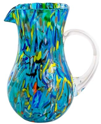 MurArt Brocca in Vetro di Murano. B12 DECORO MG.Alta 20 cm.Lavorato a Mano Made in Italy. (ACQUAMARINA)