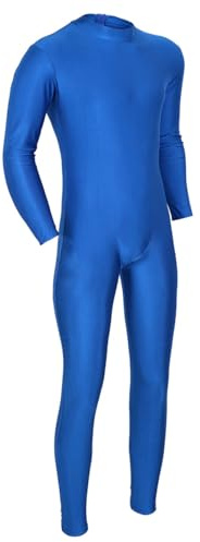 Riismen Traje De Cuerpo Entero Para Hombre Mono De Manga Larga Overall Para Baile Leotardo Ballet Traje Gimnasia Con Cremallera Azul X-Large