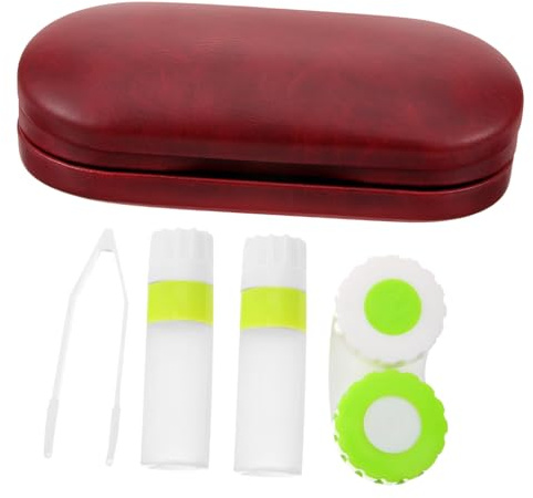 SAFIGLE Double Layer Red Lens and Eyeglass Case 2-in-1 Portable Myopic Glasses and Lenses Holder Travel Lens Kit for Home and Travel