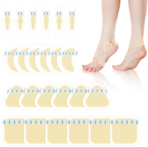 lasuroa Lot de 24 Bandages en Gel pour les Pieds, Quatre Styles de Coussinets en Gel les Pieds Bandages Hydrocolloïdes Imperméables pour la Protection et l'Amortissement des Talons et des Orteils