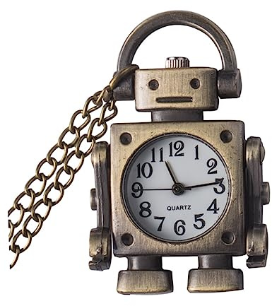 Vintage Alloy Pocket Watch Necklace Robot Shaped Retro Watch | Graduation Time, Antique Pocket Watch, Mechanical Pocket Watch, Portable and Light in Weight