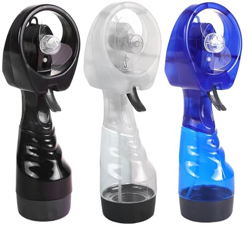 3 Pack Water Mist Spray Fan, Handheld Cooling Device, Portable Mist Fans Bottles With 300 ML Tank For Home Desktop Outdoors Sports Travel Holidays Beach Trips Use Fishing Camping