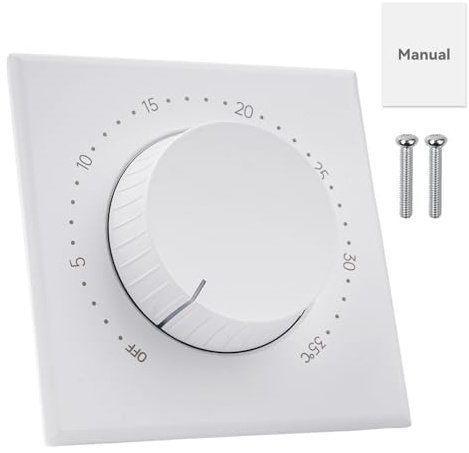 Jadeshay Manual Underfloor Heating Thermostats 16A 95-240VAC Mechanical Knob Thermostat for Electric Floor Heating System Temperature Controller 0-35℃ with LED Indicator Flush Mount Design