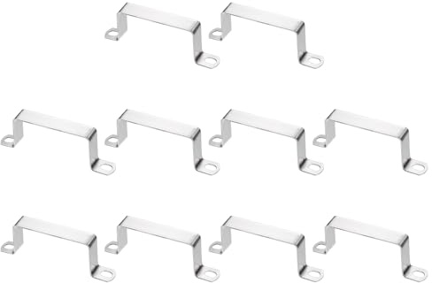 sourcing map 10 abrazaderas de tubo cuadradas de 80 x 40 mm, acero inoxidable 304, hebilla de tubo cuadrada en forma de U, conector de puntal para cable de manguera de tubo, color plateado