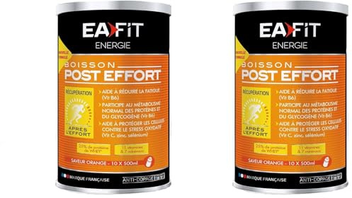 EAFIT| Boisson Post-Effort | Aide à réduire la fatigue et protège les cellules contre le stress oxydatif | 26g de glucides, 11g de protéines, 11 vitamines et 7 minéraux par shaker | Orange 457g