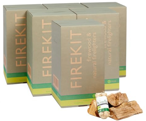 Certainly Wood Premium Kiln Dried Hardwood Logs with 3 x KindleFlamers Natural Firelighters – Woodsure Approved, 22-24cm Length Logs (6 box)