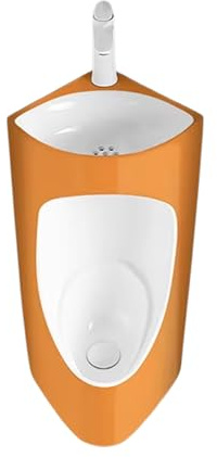 Orinatoio in ceramica da parete per garage, lavandino integrato e orinatoio, orinatoio, orinatoio, orinatoio, per hotel, bar e negozi (bianco e arancione)