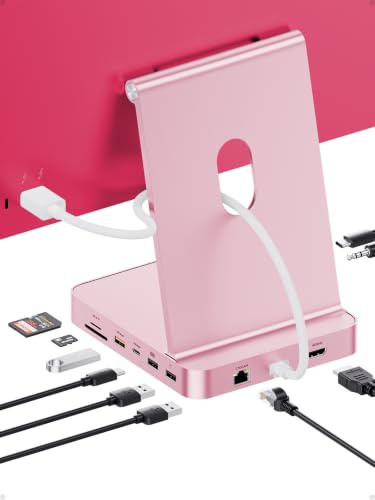 PULWTOP Förbättrad iMac Hub för iMac M1/M3/M4, iMac-tillbehör med SSD-hölje (SSD ingår ej), USB C-hubb för iMac 24 med HDMI 4K @ 60Hz, 2,5 GbE, USB A/C 3.2 10 Gbit/s, SD/TF, Audio - rosa
