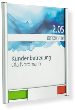 Logistic Sign System Türschild Primus 163/170 mit Frei/Besetzt-Anzeige für Büro, Rot/Grün- Anzeige