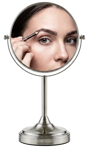 OVENTE 7 Tabletop Magnifying Makeup Mirror, Nickel Brushed MNLCT70BR1X7X