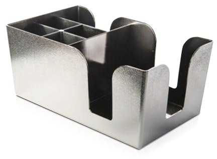 We Can Source It Ltd – Chrome Bar Caddy Organiser with 5 Compartments – Holder for Straws, Cocktail Napkins and Bar Items – Modern Counter Storage for Restaurants, Cafes and Home Bars