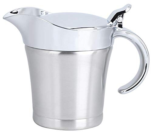 Salsera con tapa, olla de acero inoxidable 304, olla para servir Aislamiento de doble capa para Sabor para servir Contenedores para el uso del restaurante del hotel en casa