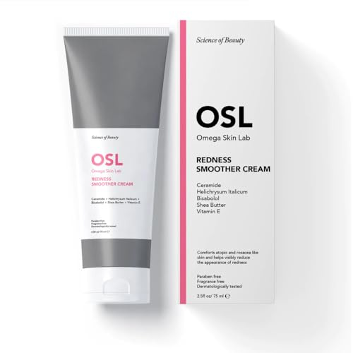 OSL Omega Skin Lab OSL Redness Smoother Cream 75ML – Hautpflegelösung mit Vitamin E, Sheabutter, Bisabolol, Helichrysum Italicum, Ceramid – getönte Feuchtigkeitscreme und farbkorrigierende Formel
