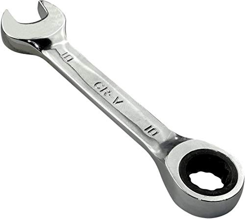 AERZETIX - Llave Plana combinada extremo abierto/Clásico 10mm - a Llave de trinquete 10mm Anillo/Ojo 12 lados - Mango corto/recto/pulido/métrico - en acero CR-V para apretar/ensamblar - Plata - C45611