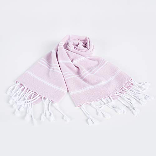 AYSIBOO Strandtuch aus 100% Baumwolle 95 x 55 cm I tradionelles Hamamtuch I Saunatuch I Ideal f?r Sauna Strand Fitness Yoga Sport Hamam I Pestemal Fouta Towel - Hellrosa