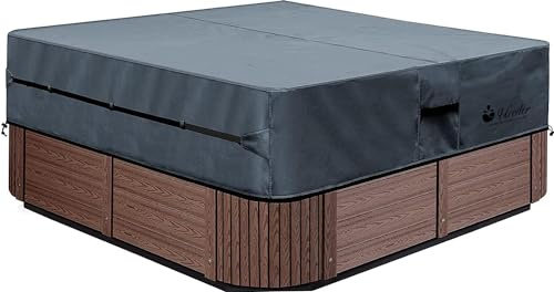 Cubierta de poliéster Resistente al Agua para bañera de hidromasaje, protección UV para bañera de hidromasaje (83 Pulgadas de Largo x 83 Pulgadas de Ancho x 20 Pulgadas de Alto, Gris Oscuro)