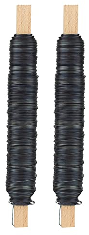 Inter Flowers GmbH Wickeldraht Sets -Bindedraht auf Holz gewickelt - Basteldraht Rostfrei Größen/Material Pflanzendraht Blumenwickeldraht Floristik Blumendraht (2, blau geglüht 0,65 mm/ 38 m)